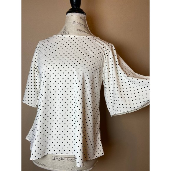 Uniqlo White Polka Dot Bell Sleeve Blouse XS - Picture 2 of 6